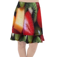 Fruits, Food, Green, Red, Strawberry, Yellow Fishtail Chiffon Skirt by nateshop