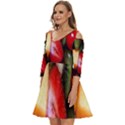 Fruits, Food, Green, Red, Strawberry, Yellow Shoulder Cut Out Zip Up Dress View2