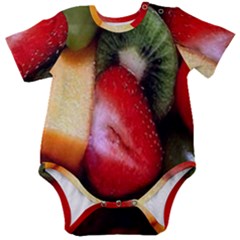 Fruits, Food, Green, Red, Strawberry, Yellow Baby Short Sleeve Bodysuit by nateshop