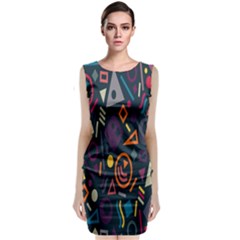 Inspired By The Colours And Shapes Sleeveless Velvet Midi Dress by nateshop