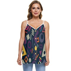 Inspired By The Colours And Shapes Casual Spaghetti Strap Chiffon Top by nateshop