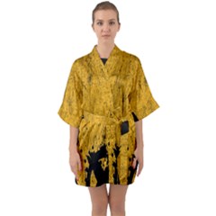 Yellow Best, Black, Black And White, Emoji High Half Sleeve Satin Kimono  by nateshop