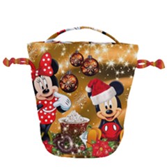 Cartoons, Disney, Merry Christmas, Minnie Drawstring Bucket Bag by nateshop