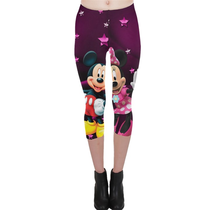 Cartoons, Disney, Mickey Mouse, Minnie Capri Leggings 