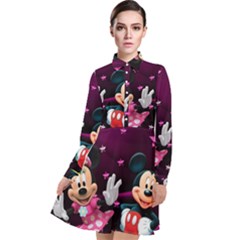 Cartoons, Disney, Mickey Mouse, Minnie Long Sleeve Chiffon Shirt Dress by nateshop