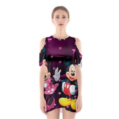 Cartoons, Disney, Mickey Mouse, Minnie Shoulder Cutout One Piece Dress by nateshop