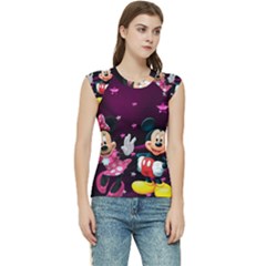 Cartoons, Disney, Mickey Mouse, Minnie Women s Raglan Cap Sleeve T-shirt by nateshop