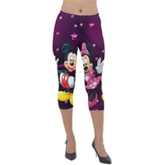 Cartoons, Disney, Mickey Mouse, Minnie Lightweight Velour Capri Leggings  by nateshop