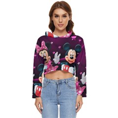 Cartoons, Disney, Mickey Mouse, Minnie Women s Lightweight Cropped Hoodie by nateshop