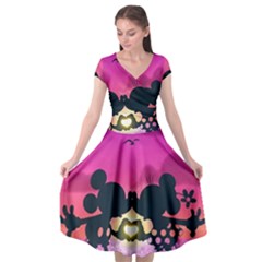 Mickey And Minnie, Mouse, Disney, Cartoon, Love Cap Sleeve Wrap Front Dress by nateshop