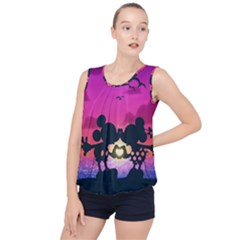 Mickey And Minnie, Mouse, Disney, Cartoon, Love Bubble Hem Chiffon Tank Top