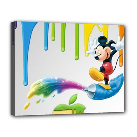 Mickey Mouse, Apple Iphone, Disney, Logo Canvas 14  X 11  (stretched) by nateshop
