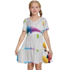 Mickey Mouse, Apple Iphone, Disney, Logo Kids  Short Sleeve Tiered Mini Dress by nateshop