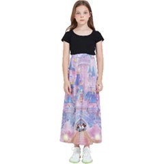 Disney Castle, Mickey And Minnie Kids  Flared Maxi Skirt by nateshop