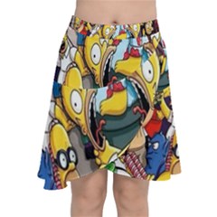 The Simpsons, Cartoon, Crazy, Dope Chiffon Wrap Front Skirt by nateshop