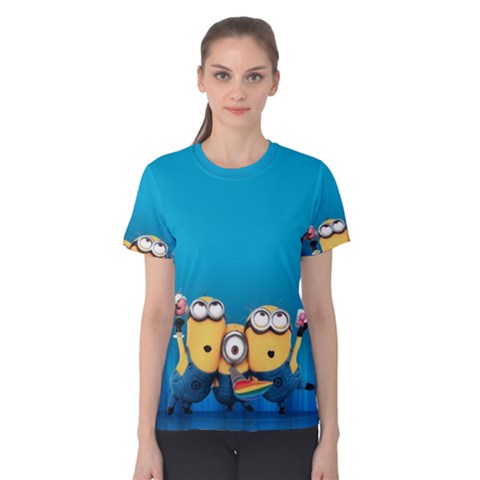 Minions, Blue, Cartoon, Cute, Friends Women s Cotton T-shirt by nateshop