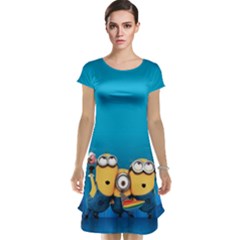 Minions, Blue, Cartoon, Cute, Friends Cap Sleeve Nightdress by nateshop