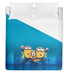 Minions, Blue, Cartoon, Cute, Friends Duvet Cover (queen Size) by nateshop