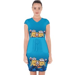 Minions, Blue, Cartoon, Cute, Friends Capsleeve Drawstring Dress  by nateshop