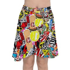 Sticker Bomb, Art, Cartoon, Dope Chiffon Wrap Front Skirt by nateshop