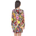 Sticker Bomb, Art, Cartoon, Dope Long Sleeve Chiffon Shift Dress  View2