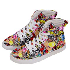 Sticker Bomb, Art, Cartoon, Dope Women s Hi-Top Skate Sneakers