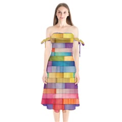 Rainbow Wood Shoulder Tie Bardot Midi Dress by zappwaits