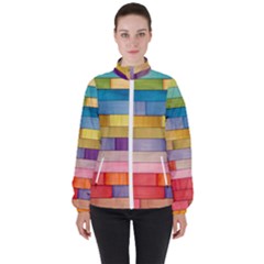 Rainbow Wood Women s High Neck Windbreaker by zappwaits