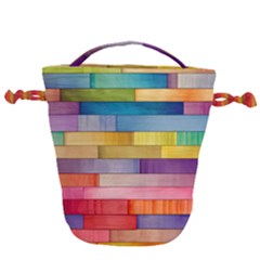 Rainbow Wood Drawstring Bucket Bag by zappwaits