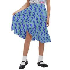 Skyblue Floral Kids  Ruffle Flared Wrap Midi Skirt by Sparkle