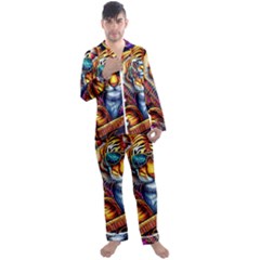 Tiger Rockingstar Men s Long Sleeve Satin Pajamas Set