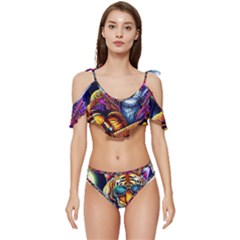 Tiger Rockingstar Ruffle Edge Tie Up Bikini Set	 by Sparkle