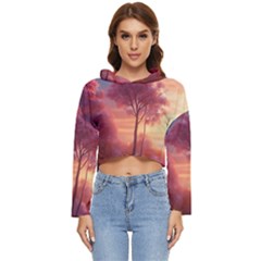 Pink Nature Women s Lightweight Cropped Hoodie by Sparkle