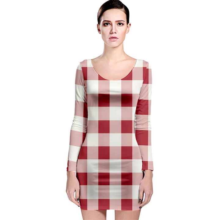 Gingham - 4096x4096px - 300dpi14 Long Sleeve Bodycon Dress