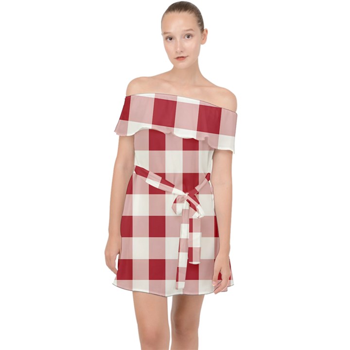 Gingham - 4096x4096px - 300dpi14 Off Shoulder Chiffon Dress