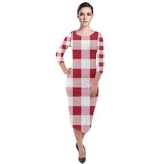 Gingham - 4096x4096px - 300dpi14 Quarter Sleeve Midi Velour Bodycon Dress by EvgeniaEsenina