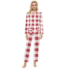 Gingham - 4096x4096px - 300dpi14 Womens  Long Sleeve Velvet Pocket Pajamas Set