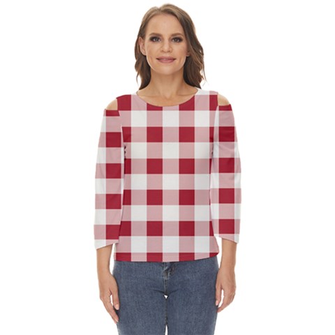 Gingham - 4096x4096px - 300dpi14 Cut Out Wide Sleeve Top by EvgeniaEsenina