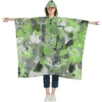 Lime Green and Gray Paintballs 9800 Women s Hooded Rain Ponchos
