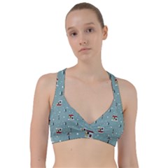 Seamless Pattern With Festive Christmas Houses Trees In Snow And Snowflakes Sweetheart Sports Bra