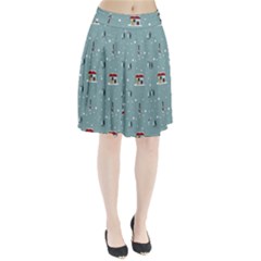 Seamless Pattern With Festive Christmas Houses Trees In Snow And Snowflakes Pleated Skirt by Grandong