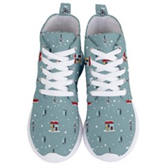 Seamless Pattern With Festive Christmas Houses Trees In Snow And Snowflakes Women s Lightweight High Top Sneakers by Grandong