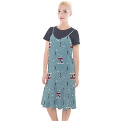 Seamless Pattern With Festive Christmas Houses Trees In Snow And Snowflakes Camis Fishtail Dress by Grandong