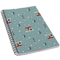 Seamless Pattern With Festive Christmas Houses Trees In Snow And Snowflakes 5.5  x 8.5  Notebook