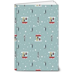 Seamless Pattern With Festive Christmas Houses Trees In Snow And Snowflakes 8  X 10  Softcover Notebook by Grandong