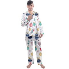 Cute Christmas Pattern Men s Long Sleeve Satin Pajamas Set by Grandong