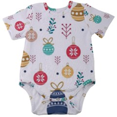 Cute Christmas Pattern Baby Short Sleeve Bodysuit by Grandong