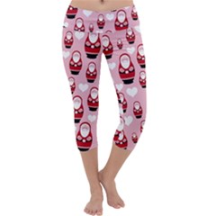 Christmas Santa Pattern Capri Yoga Leggings by Grandong