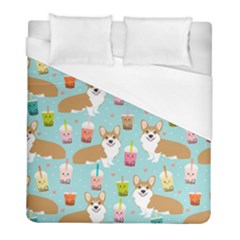 Welsh Corgis Dog Boba Tea Bubble Tea Cute Kawaii Duvet Cover (full/ Double Size) by Grandong