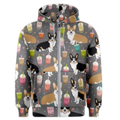 Welsh Corgi Dog Boba Tea Bubble Kawaii Men s Zipper Hoodie